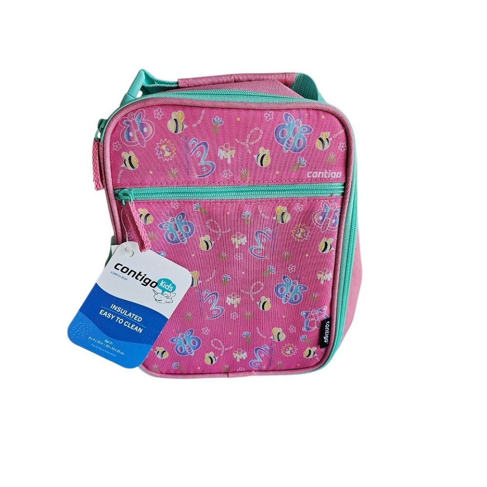 Contigo Kids Pink Insulated Lunch Box w/Antimicrobial Liner & Bottle Holder